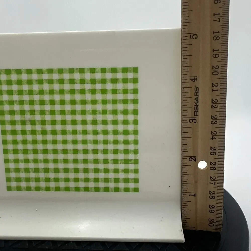 Vtg FESCO 4127 Green Gingham MCM Napkin Holder